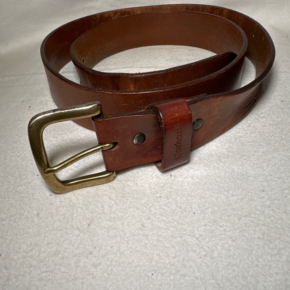 Carhartt Brown Leather Belt with Brass Buckle